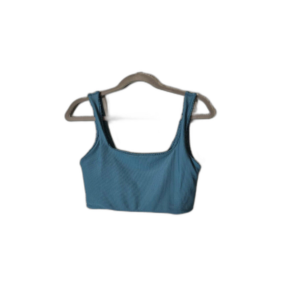 Aila Blue Pixie Bikini Top | Smocked Textured Swim Top | Size M - Picture 4 of 10